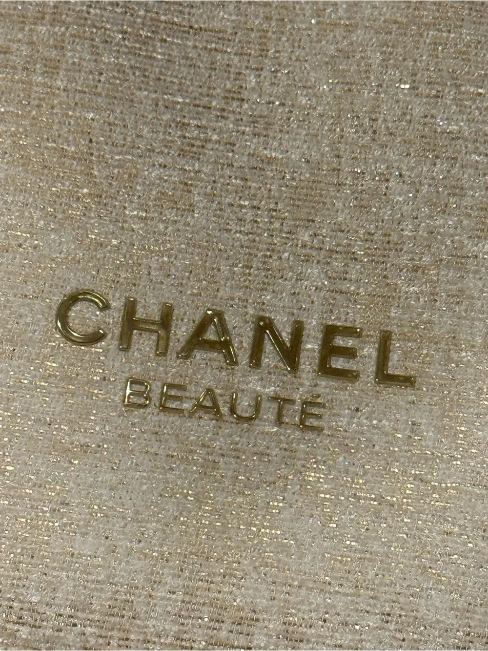 CHANEL Metallic Beige Gold Cosmetic Pouch